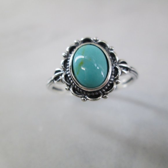 925 Turquoise Ring>Turquoise Ring,Genuine Turquoise Ring,Sterling Silver - Picture 5 of 6